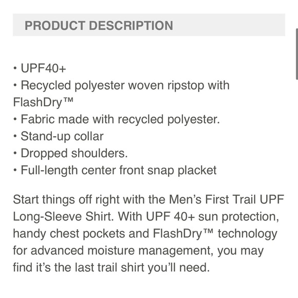 The North Face Men's First Trail Long Sleeve Shirt - Picture 9 of 9